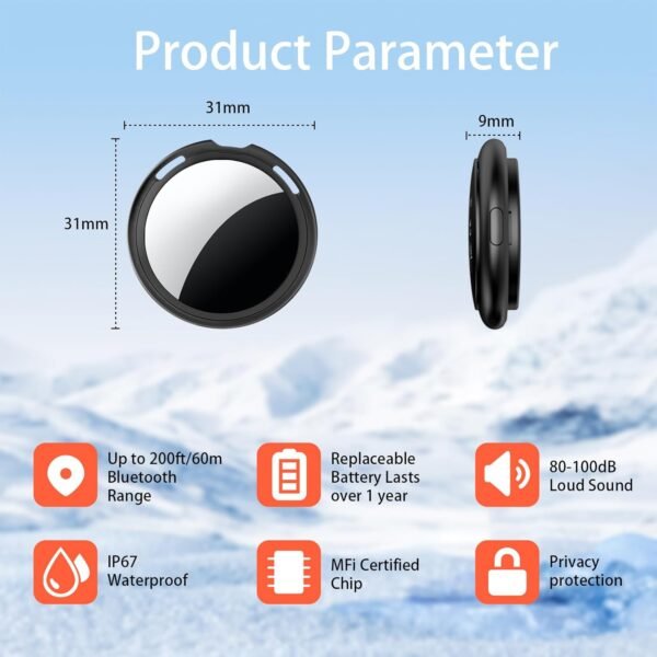 2 Pack Air Tracker Tag [Apple MFi Certified] Pair with Apple Find My(iOS Only) Bluetooth Air Smart Tag Key Finder Item Locator Waterproof Finder Worldwide Tracking for Pet Wallet Backpack Dog Luggage - Image 7