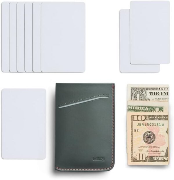 Bellroy Card Sleeve (Premium Leather Card Holder or Minimalist Wallet, Holds 2-8 Cards or Business Cards, Folded Note Storage) - Everglade - Image 7