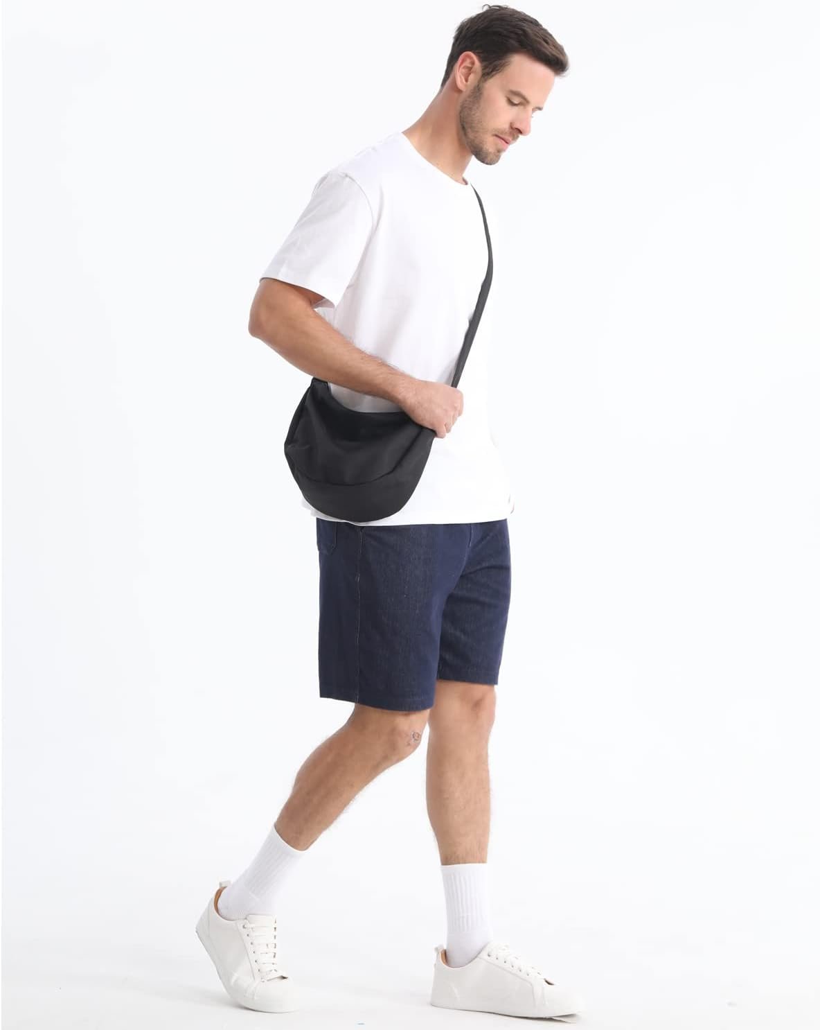 Crossbody Sling Bag for Women Men Trendy, Crescent Bag with Adjustable Strap, 2 Zippers Lightweight Nylon - Image 8