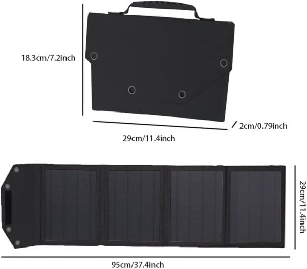 Portable Solar Panel 35W Mobile Phone Solar Charger with Dual USB Outputs Waterproof Smartphones Battery Charger Foldable Solar Charging Panel for Camping, Hiking and Outdoor Trip (Black) - Image 9