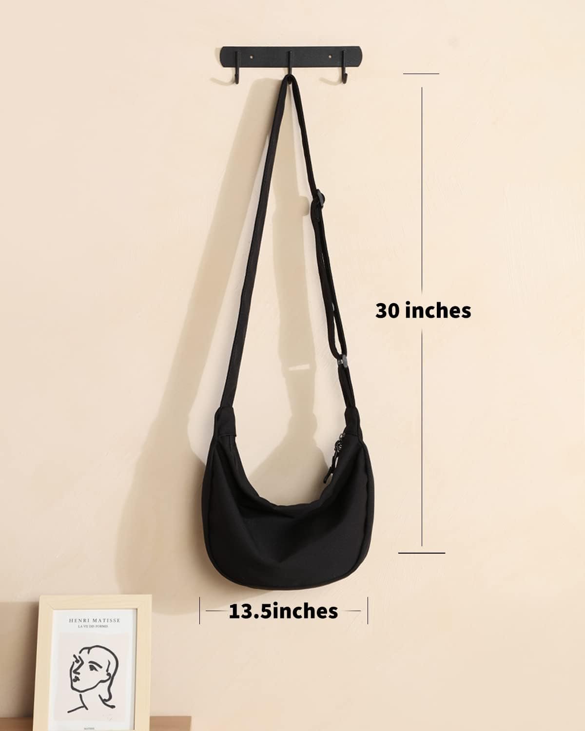 Crossbody Sling Bag for Women Men Trendy, Crescent Bag with Adjustable Strap, 2 Zippers Lightweight Nylon - Image 9