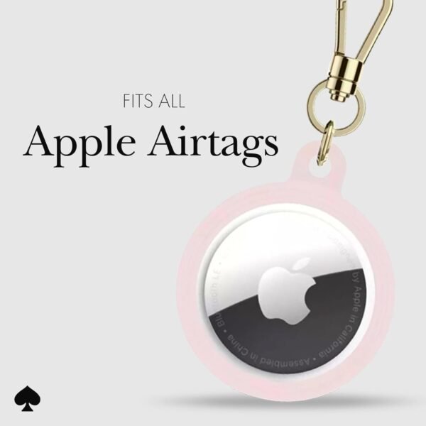 kate spade new york AirTag Holder with Gold Ring Clip - Protective Case for Apple AirTag - Hollyhock Cream - Image 5