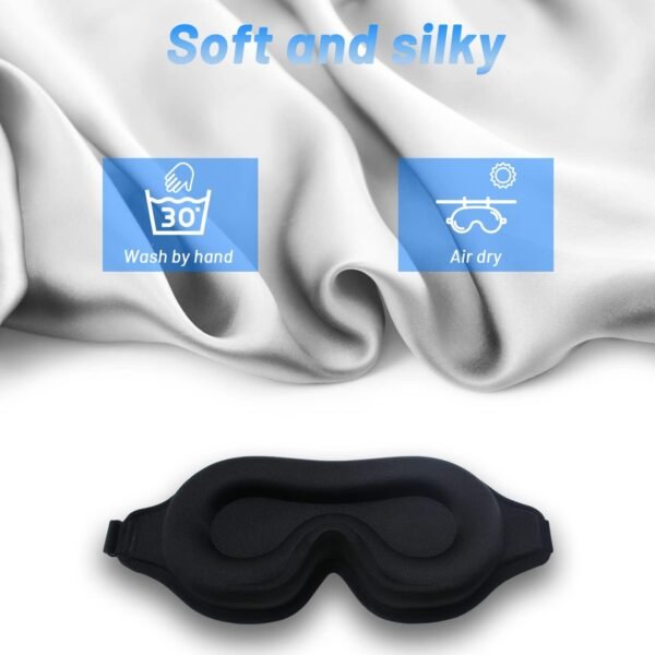 Sleep Eye Mask for Side Sleeper, Lash Extensions 3D Contoured Cup Sleeping Mask for Men Women, Travel Blackout Night Blindfold Eye Shade Cover with Adjustable Strap (Black-Side Sleeper) - Image 5