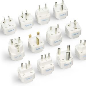 Ceptics Travel Adapter with Types A-M Plugs, Travel Plug Adapter Set Compatible with Power Sockets in All Continents, Compact World International Plug Adaptor Kit, Set of 12,GP-12PK