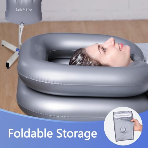 Bedside Shower Water Bag - 2.5 GL Portable Water Shower Bag For Hair Washing In Bed. Use with Inflatable Shampoo Basin, Inflatable Hair Washing Basin, Inflatable Bathtub For Elderly (Silver) - Image 8