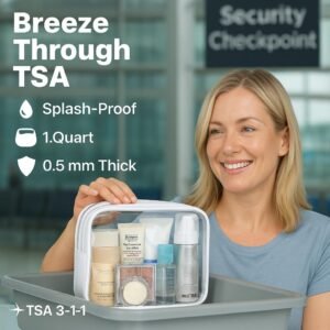 F-color TSA Approved Toiletry Bag – 5 Pack Clear Toiletry Bags Quart Size Travel Bag, Clear Cosmetic Makeup Bags for Women Men, Carry on Airport Airline Compliant Bag, 5 Colors(for age 12 or above)