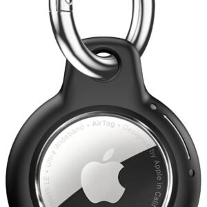 Upgrade Waterproof Airtags Holder with Apple Airtags Keychain, Hard PC Air Tag Case, Anti-Scratch & Shock Air tag Holder,Men’s Women’s Keyrings & Keychains, Cover for Dog,Car Key,Luggage-Black