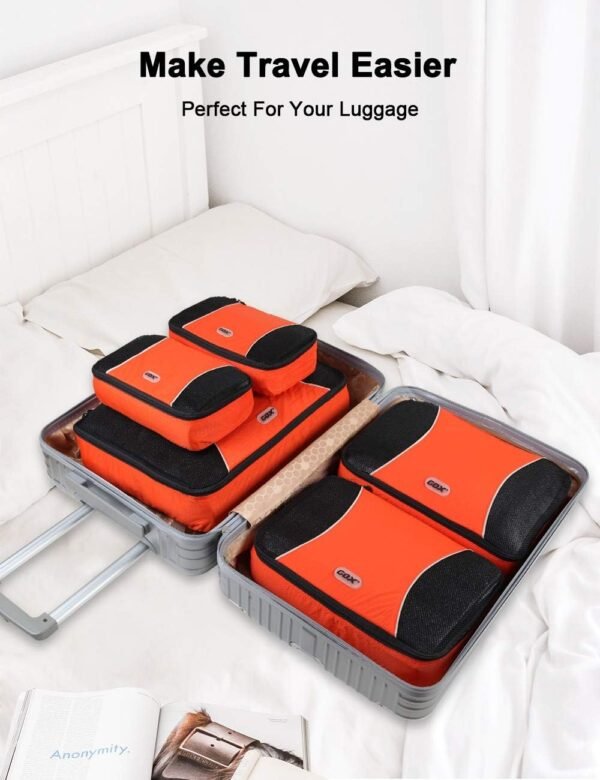 GOX Ultra Light 5 piece Packing Cubes Travel Luggage Organizer 1 Large 2 Medium 2 Small - Image 2