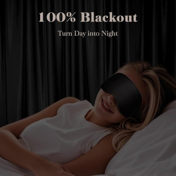 3D Cooling Eye Mask Sleep Mask for Men & Women, 100% Pressure-Free & Light Block-Out Eye Mask for Sleep with Easy Adjustable Strap, Night Eye Cover for Travel, Black - Image 2