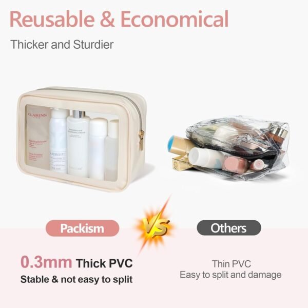 PACKISM TSA Approved Toiletry Bag - Upgrade Color-Edged Clear Makeup Bags, Clear Toiletry Bags For Traveling Fits Various Storage Needs - Image 5