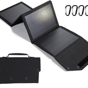 Portable Solar Panel 35W Mobile Phone Solar Charger with Dual USB Outputs Waterproof Smartphones Battery Charger Foldable Solar Charging Panel for Camping, Hiking and Outdoor Trip (Black)