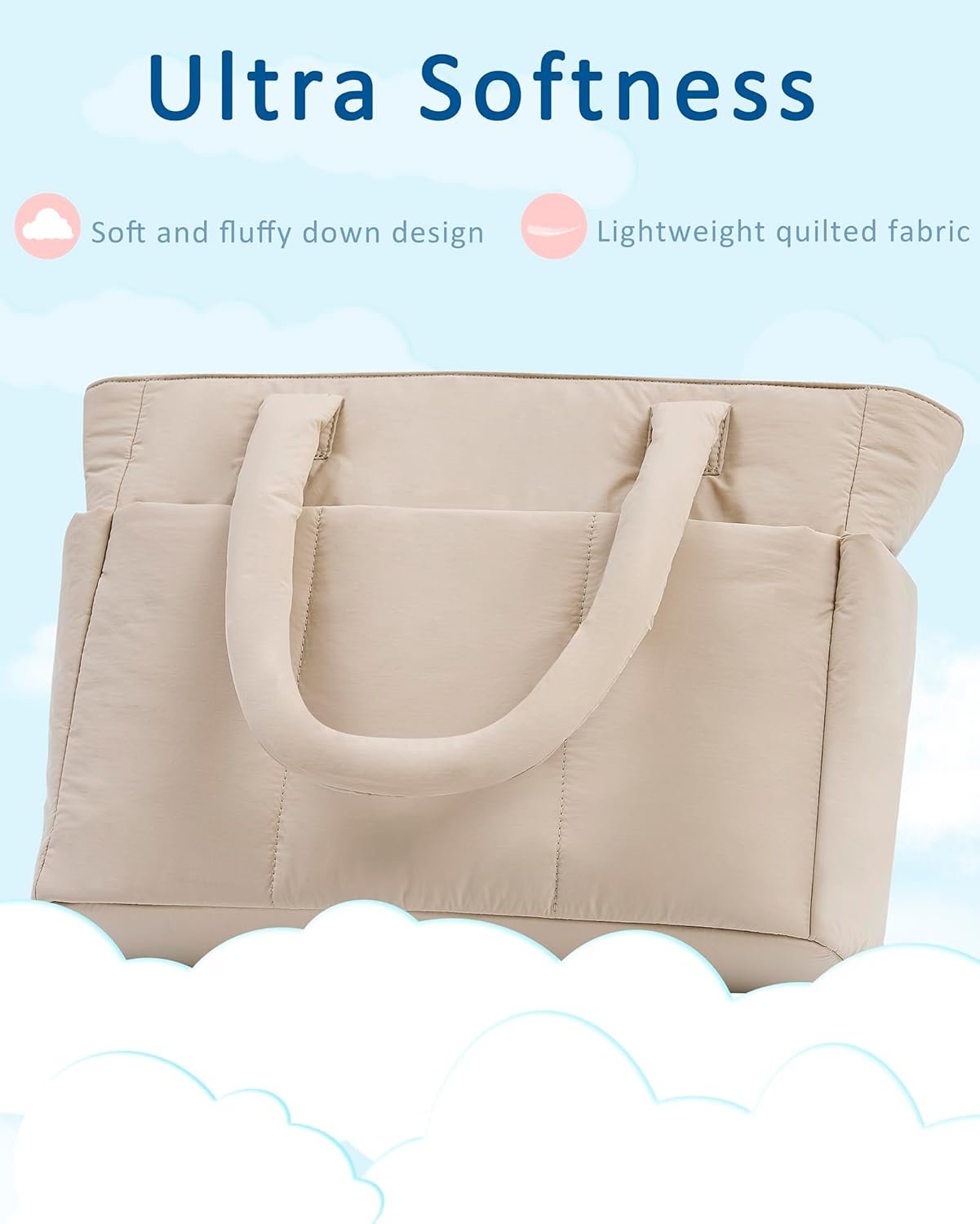 Puffer Tote Bag, Work Bags for Women with Laptop Compartment, Travel Tote with Luggage Sleeve, Quilted Bag for School - Image 7