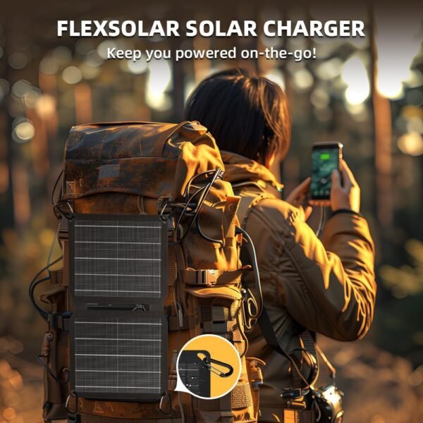 FlexSolar 10W Portable Solar Chargers 5V USB Small Power Emergency ETFE Panels Foldable IP67 Waterproof Camping Hiking Backpacking for Phones Fans Flashlight Watches Small Power Banks Battery Packs - Image 6