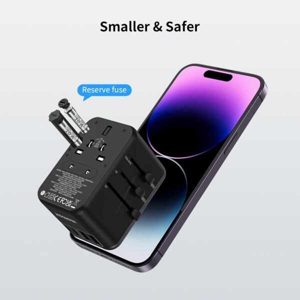 MOMAX Universal Travel Adapter, GaN 70W International Power Adapter, 3 USB-C PD Fast Charging & 2 USB-A QC, 1 AC, All-in-one International Plug Adapter for Travel European UK AUS JP - Image 8