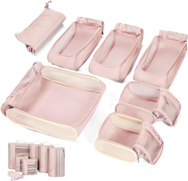 BAGSMART Keep Shape Packing Cubes, 7 Set for Travel, Lightweight Cubes, Suitcase Organizer Bags Set for Essentials