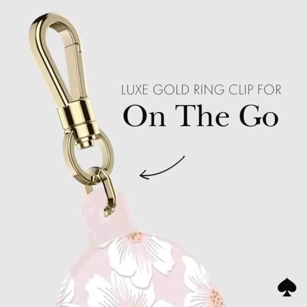 kate spade new york AirTag Holder with Gold Ring Clip - Protective Case for Apple AirTag - Hollyhock Cream - Image 4
