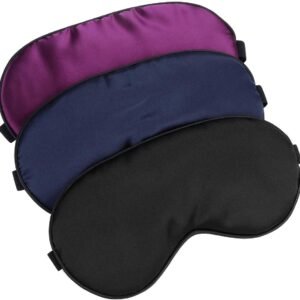 Silk-Sleep-Mask Eye-Mask Eye-Cover Eyeshade – 100% Silk Soft Adjustable Strip(Black+Dark Blue+Purple)