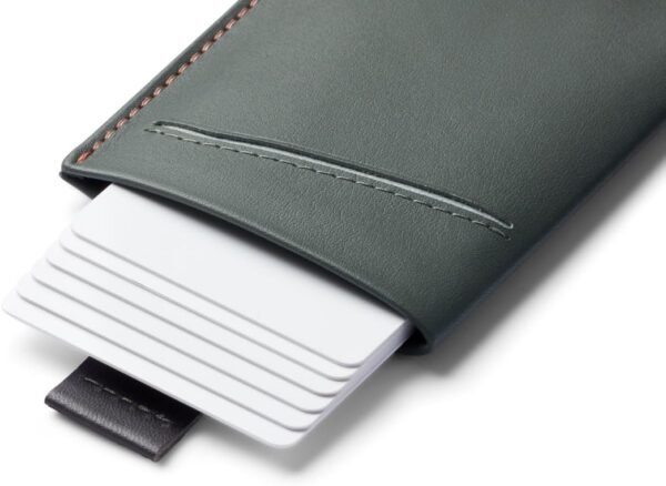 Bellroy Card Sleeve (Premium Leather Card Holder or Minimalist Wallet, Holds 2-8 Cards or Business Cards, Folded Note Storage) - Everglade - Image 3