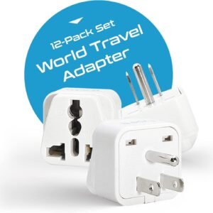 Ceptics Travel Adapter with Types A-M Plugs, Travel Plug Adapter Set Compatible with Power Sockets in All Continents, Compact World International Plug Adaptor Kit, Set of 12,GP-12PK