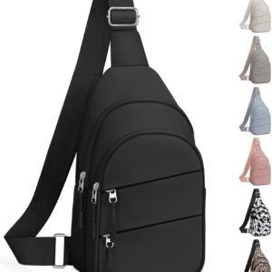 Crossbody Bags for Women, Sling Bag for Men, Small Hiking Backpack Anti Theft Lightweight for Outdoors Travel (M, Black)