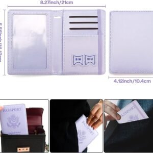 Passport Holder for Travel, Leather Passport Holder RFID Blocking Passport Cover Wallet Passport Case with Pen Holder Passport Holders for Travel Women Men Family Travels Must Haves Essentials,Purple