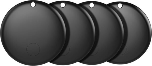 Air Tags-4 Pack Tracker Tag Work with Apple Find My (iOS 14.6 Above Only) Smart Tag Item Finders for Key, Luggage, Backpack，etc. (Black, 4 Pack)
