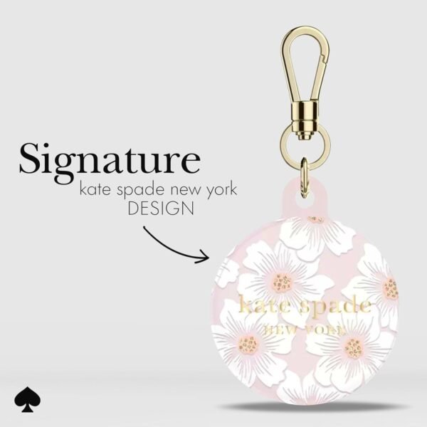kate spade new york AirTag Holder with Gold Ring Clip - Protective Case for Apple AirTag - Hollyhock Cream - Image 3