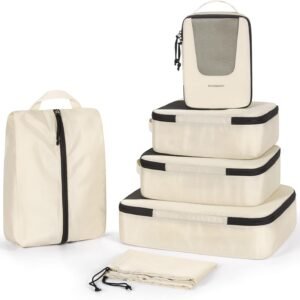 BAGSMART Compression Packing Cubes for Travel, 6 Set/4 Set Packing Cubes for Suitcases, Compression Suitcase Organizer Bags Set for Travel Essentials, Lightweight Packing Organizers