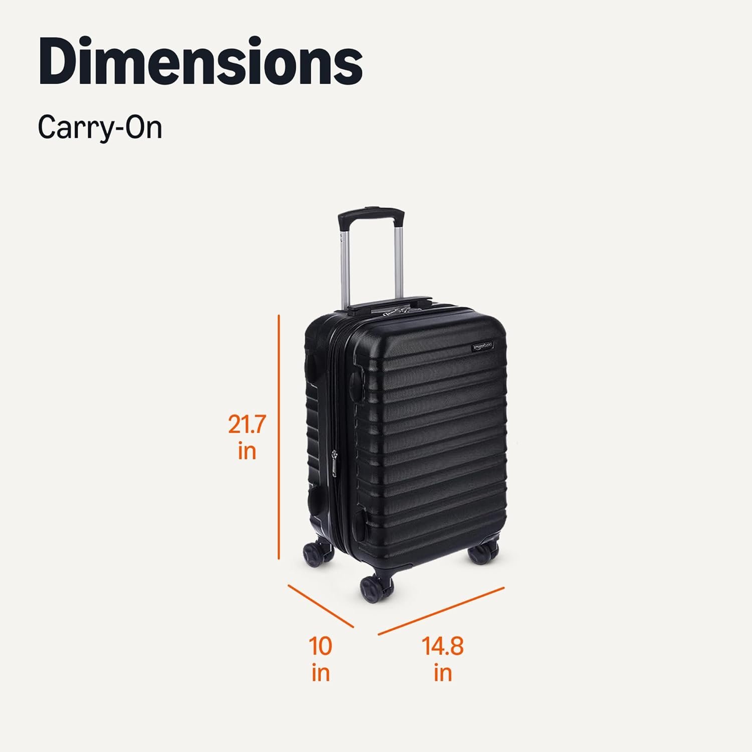Amazon Basics 21" Hardside Carry-On Luggage, Hardshell Suitcase With Wheels, Expandable For Up to 25% More Space, With Scratch-Resistant Surface, Four Multi-directional Wheels, Black - Image 6