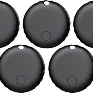 Air Tags, Smart Tag Works with Find My App (iOS Only), Keys Finder and Item Locator for Luggage, Backpack, Suitcases and More, Replaceable Battery, IP67 Waterproof Tracking Tags-5 Pack(Black)