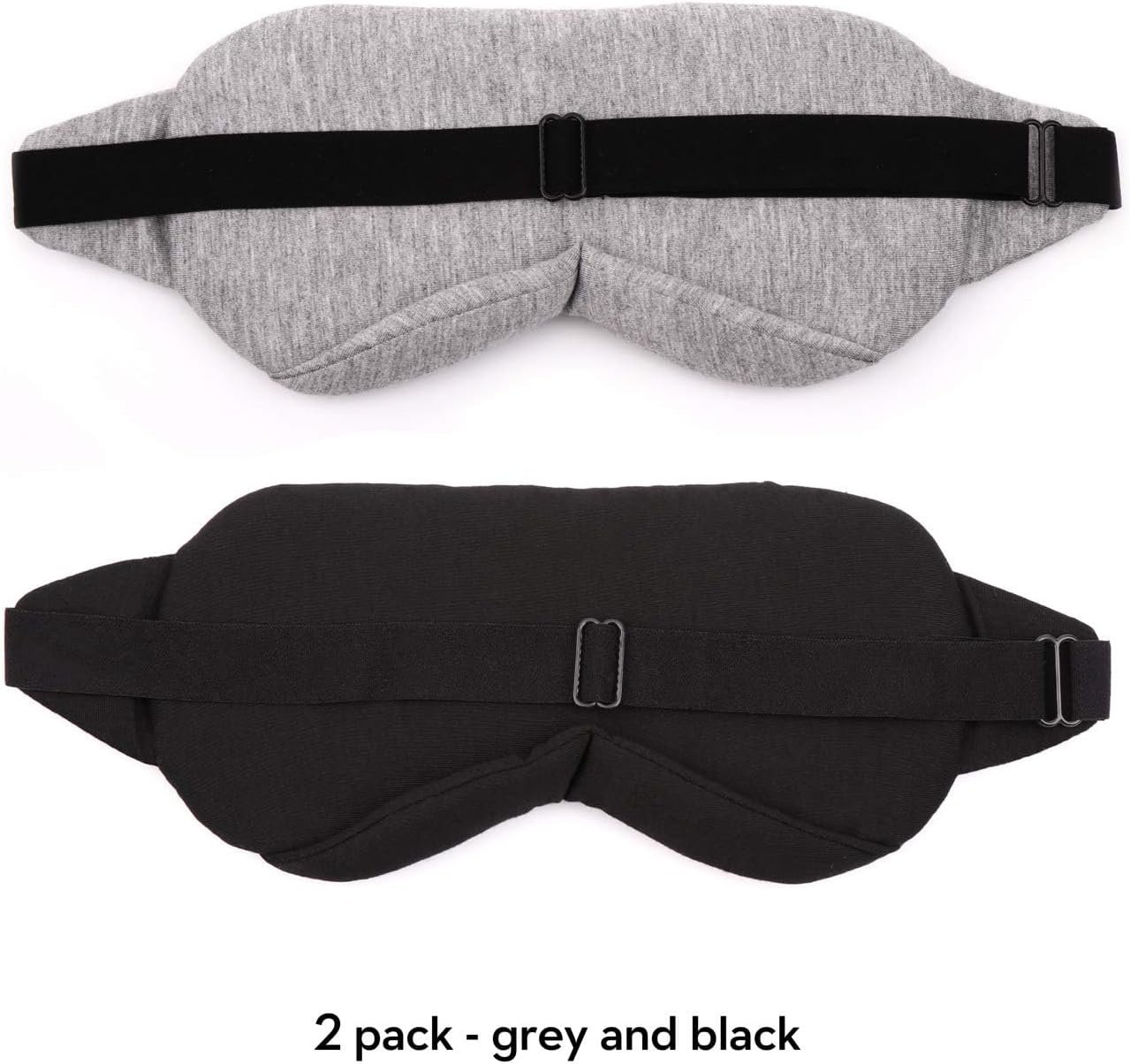 Sleep Mask-Eye Mask for Sleeping, Sleeping Mask Blocking Out Light Perfectly for Women and Men, Soft and Comfortable Blindfold for Travelling, with Pouch (Black+Gray) - Image 2