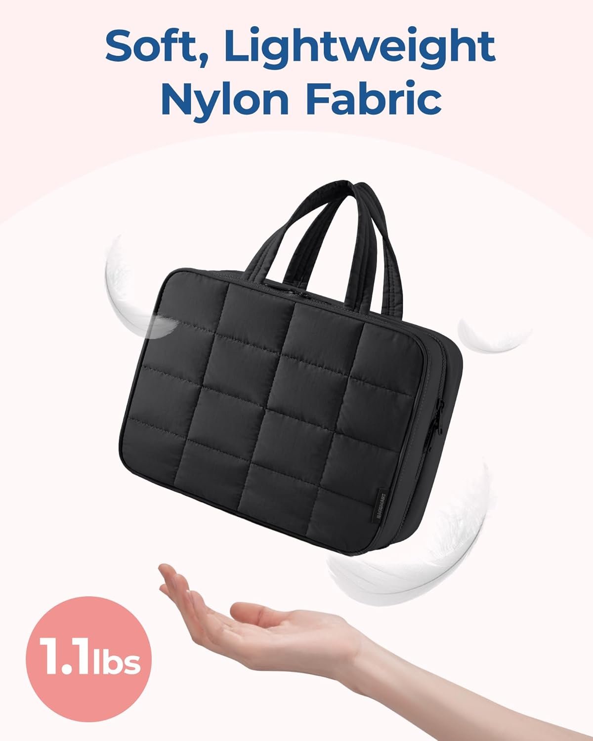 BAGSMART Travel Toiletry Bag with Jewelry Organizer, Hanging Travel Bag for Toiletries, Puffy Makeup Cosmetic Bag Organizer, Carry-on Travel Accessories Essentials, Black-M - Image 3