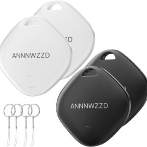 ANNNWZZD Air-Tag 4 Pack Item Finders with Apple Find My APP (iOS Only) Air Tags Help You Track Your Keys, Wallet, Luggage, Backpack, Super Lightweight, Comes with 4 Beautiful Keyrings