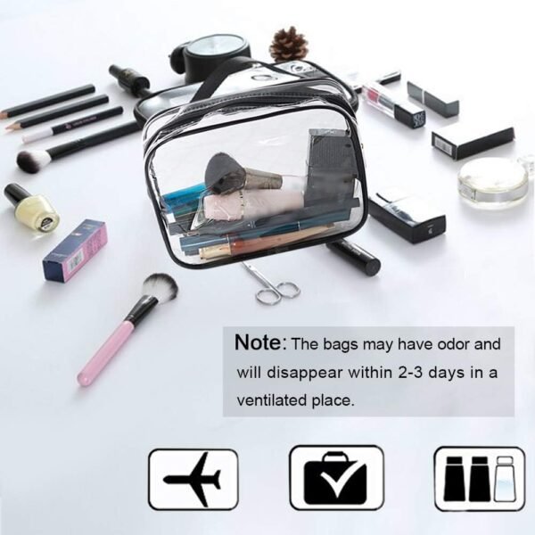 APREUTY Clear Makeup Bags, TSA Approved 6 Pcs Cosmetic Makeup Bags Set Clear PVC with Zipper Handle Portable Travel Luggage Pouch Airport Airline Vacation Organization (Black) - Image 4