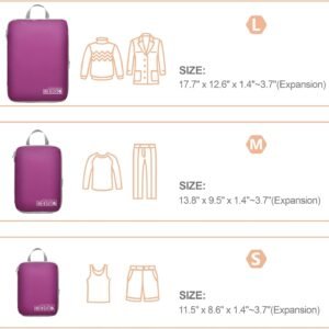 Cambond Compression Packing Cubes for Travel Women – Travel Bags Luggage Organizers Travel Essentials Compression Cubes for Travel Carry on Suitcases