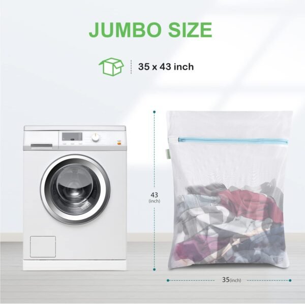 OTraki Large Mesh Washing Bag 43 x 35 in XL Laundry Bag Washer Machine Net Protector Large Washer Bag for Travel Camp College Student Dress Bedding Blanket Sheet Robe Cleaning Organizer Blue - Image 2
