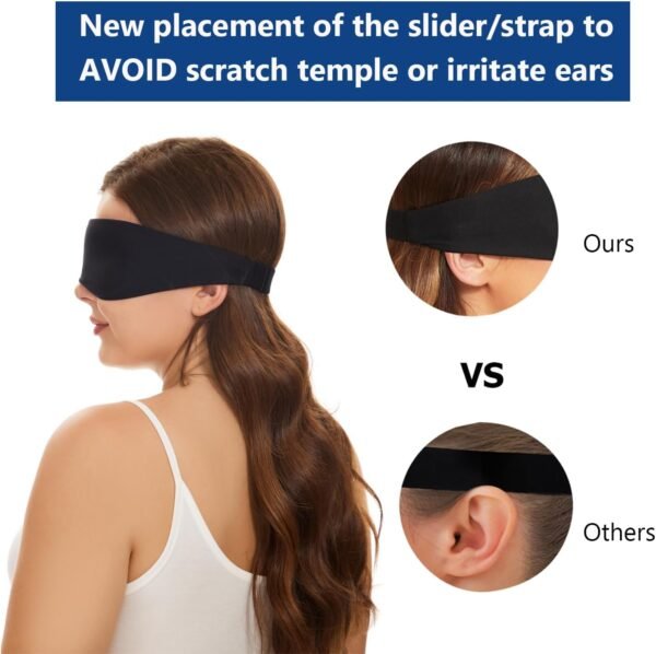 Alaska Bear Sleep Mask for Side Sleepers 2022 Headband Design, Cup-Shaped and Extra-Soft, 100 Blackout Eye Mask Shades Cover for Men and Women Home or Travel, Machine Washable, Black - Image 3