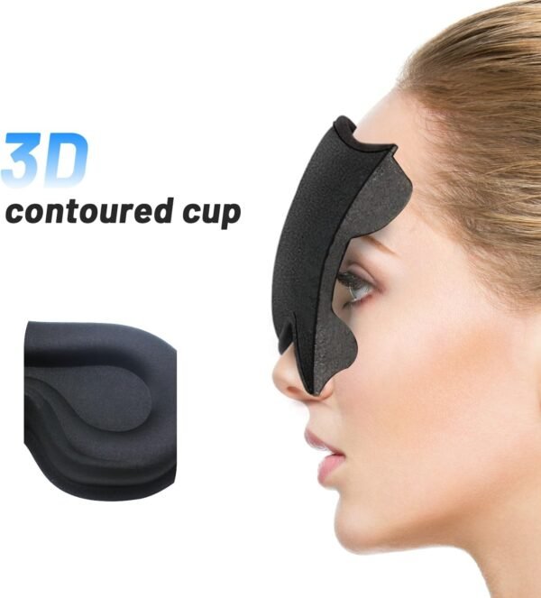 Sleep Eye Mask for Side Sleeper, Lash Extensions 3D Contoured Cup Sleeping Mask for Men Women, Travel Blackout Night Blindfold Eye Shade Cover with Adjustable Strap (Black-Side Sleeper) - Image 2