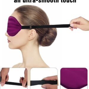 Silk-Sleep-Mask Eye-Mask Eye-Cover Eyeshade – 100% Silk Soft Adjustable Strip(Black+Dark Blue+Purple)