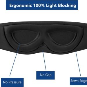 Alaska Bear Sleep Mask for Side Sleepers 2022 Headband Design, Cup-Shaped and Extra-Soft, 100 Blackout Eye Mask Shades Cover for Men and Women Home or Travel, Machine Washable, Black