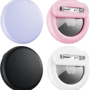 Air Tags-4 Pack Apple Kids Hidden Case, Airtag Tracker for Kid, AirTag Hidden Kids Holder with Invisible Pin, Anti Lost, for Children, Elderly, Luggage, Clothing (Black White Pink Purple)