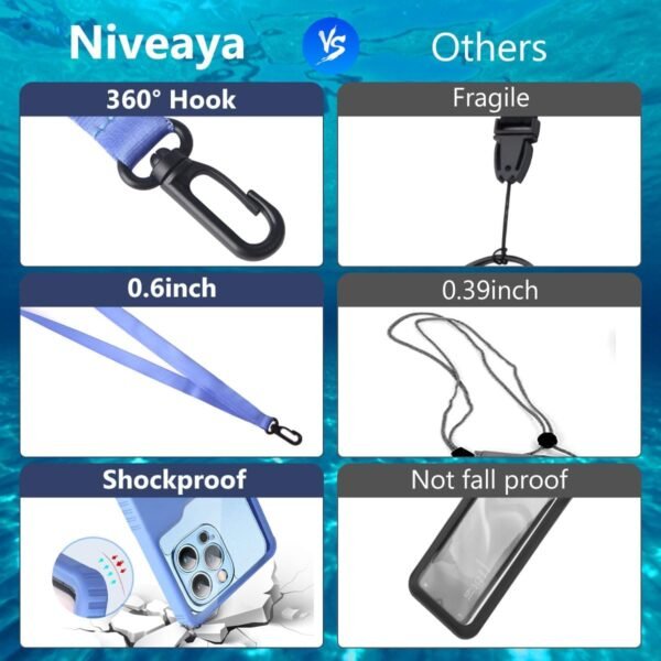 Niveaya Waterproof Phone Pouch, Waterproof Phone Case Compatible for iPhone 16 15 14 13 12 Pro Max Up to 7", Cruise Ship Essentials Must Haves Dry Bag for Vacation Beach Travel Kayak Accessories - Image 2