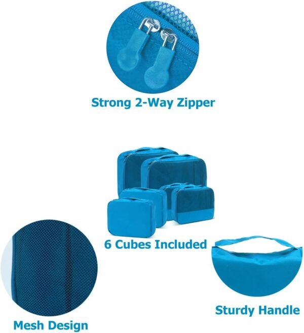 DoubleTrip Extra Large Packing Cubes for Travel Suitcase Organizer - Fit 28inch Luggage Set of 6 with 3 Sizes Travel Cubes Space Saver Baggage Bag - Image 4