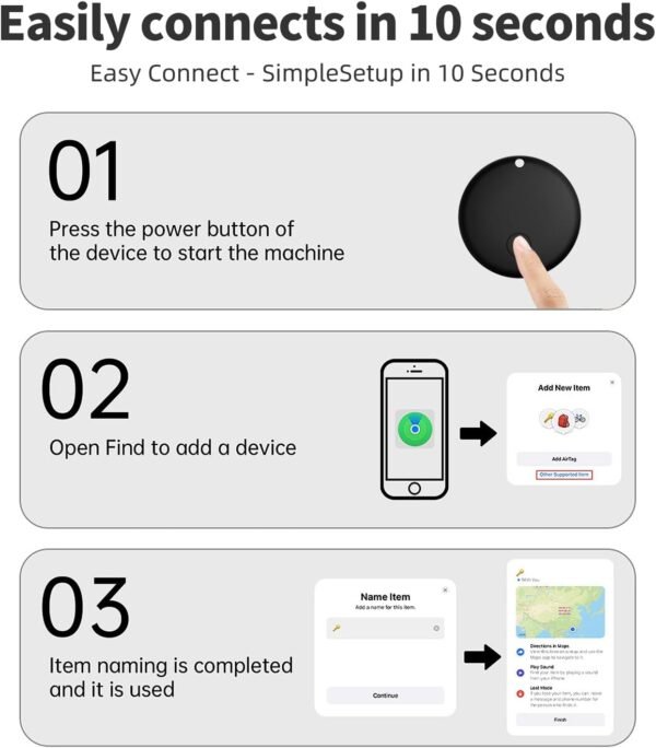 Air Tags-4 Pack Tracker Tag Work with Apple Find My (iOS 14.6 Above Only) Smart Tag Item Finders for Key, Luggage, Backpack，etc. (Black, 4 Pack) - Image 7