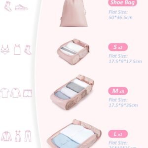 BAGSMART Keep Shape Packing Cubes, 7 Set for Travel, Lightweight Cubes, Suitcase Organizer Bags Set for Essentials