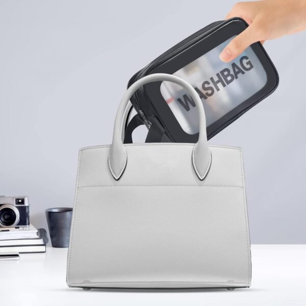 YuanCheng 4pcs PU Leather Portable Toiletry Bags with Handle, Translucent Waterproof travel Make up Bags for Women, Large Capacity Travel Cosmetic Bags - Image 7