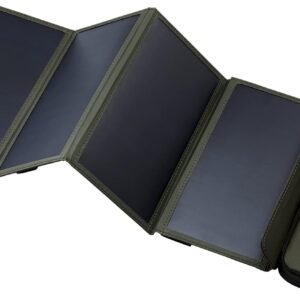 ELECOM NESTOUT Portable Solar Panel, Dual USB-A Ports, 28W Power Generation Charger for Phone Camping, Durable Water-Resistant Ripstop Nylon, Foldable Lightweight, Adjustable Stands (4-Panel)