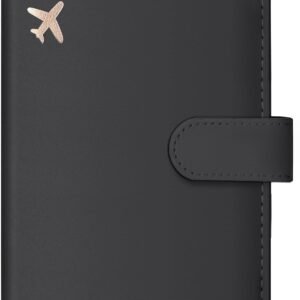 Passport Holder for Travel Essentials, RFID Blocking Leather Cover Wallet with Magnetic Closure, Aesthetic & Cute Passport Book Case for Women and Men – Black