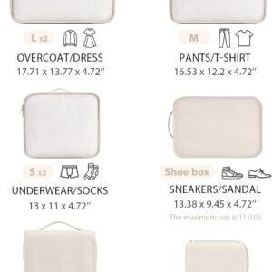 DIMJ Packing Cubes for Travel – 8 Pcs Lightweight Travel Cubes for Packing, Mesh Travel Packing Cubes Travel Packing Organizers with Large Toiletries Bag (Beige)