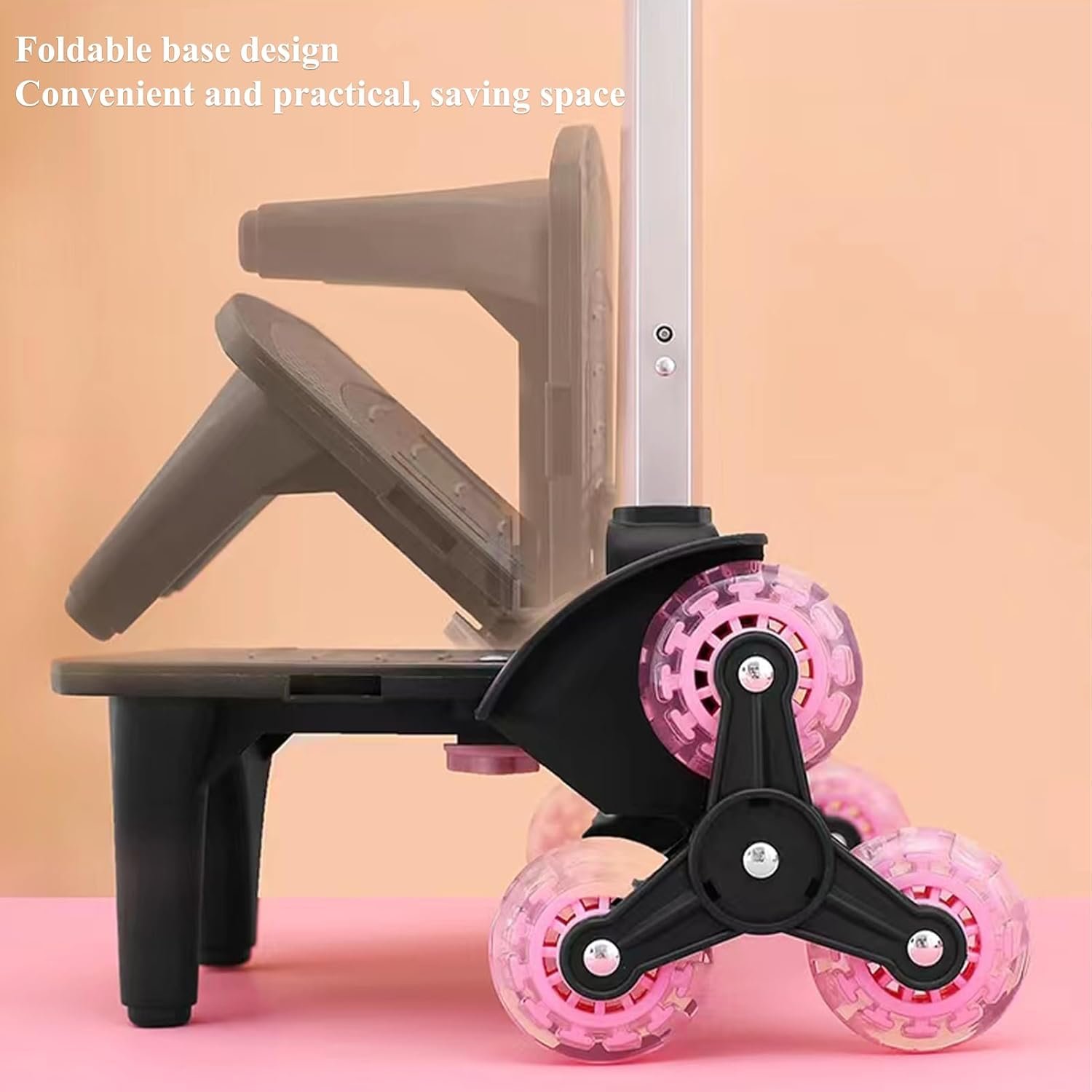 Backpack Trolley Wheeled Cart- Foldable Aluminium Alloy Hand Truck with 3 Wheels and Luggage Strap for Backpacks and Travel Luggage,Backpack Cart with Edge Guard Base,Rolling Backpack Dolly - Image 5